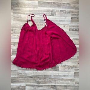 Free People Spaghetti Strap Cape Fusia Solid Blouse Size XS Rayon